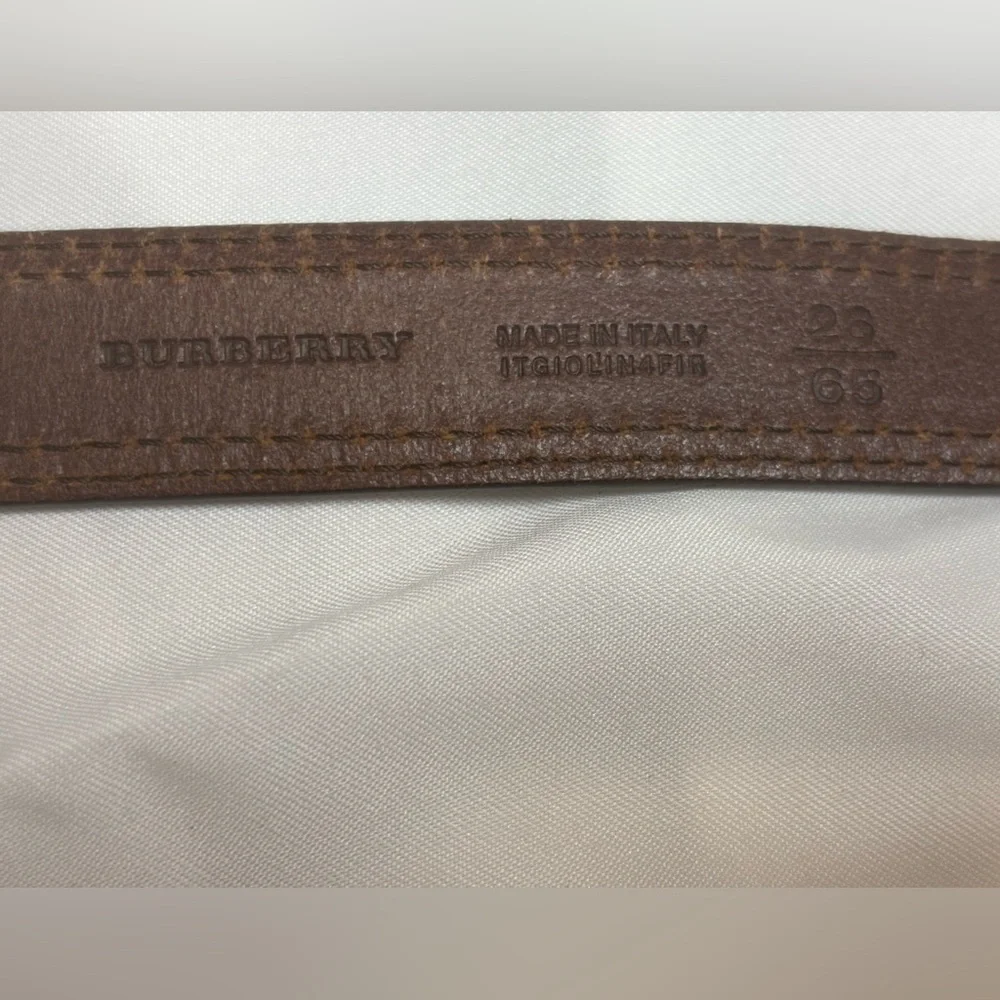 Burberry Brown Leather Gold Buckle Belt SZ 65 /26